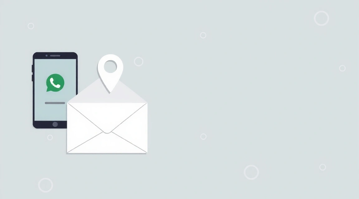 Ilustrace telefonu, obálky a ikony polohy