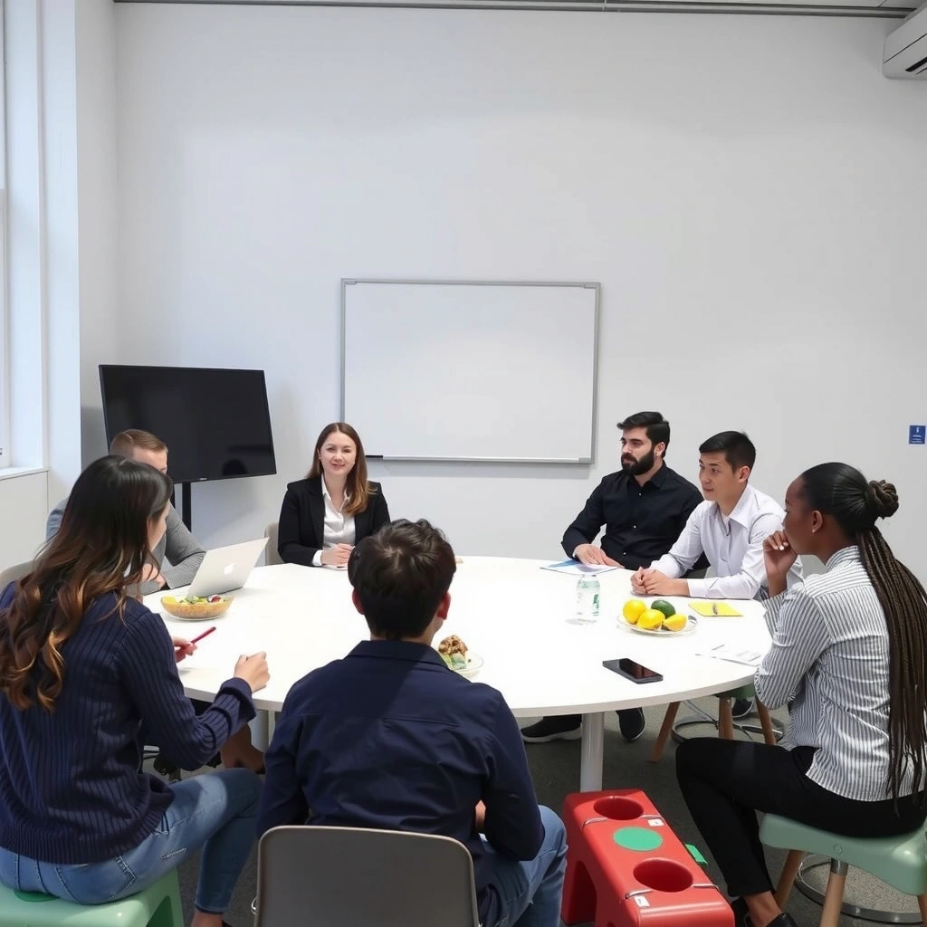 Skupina lidí na interaktivním semináři o výživě